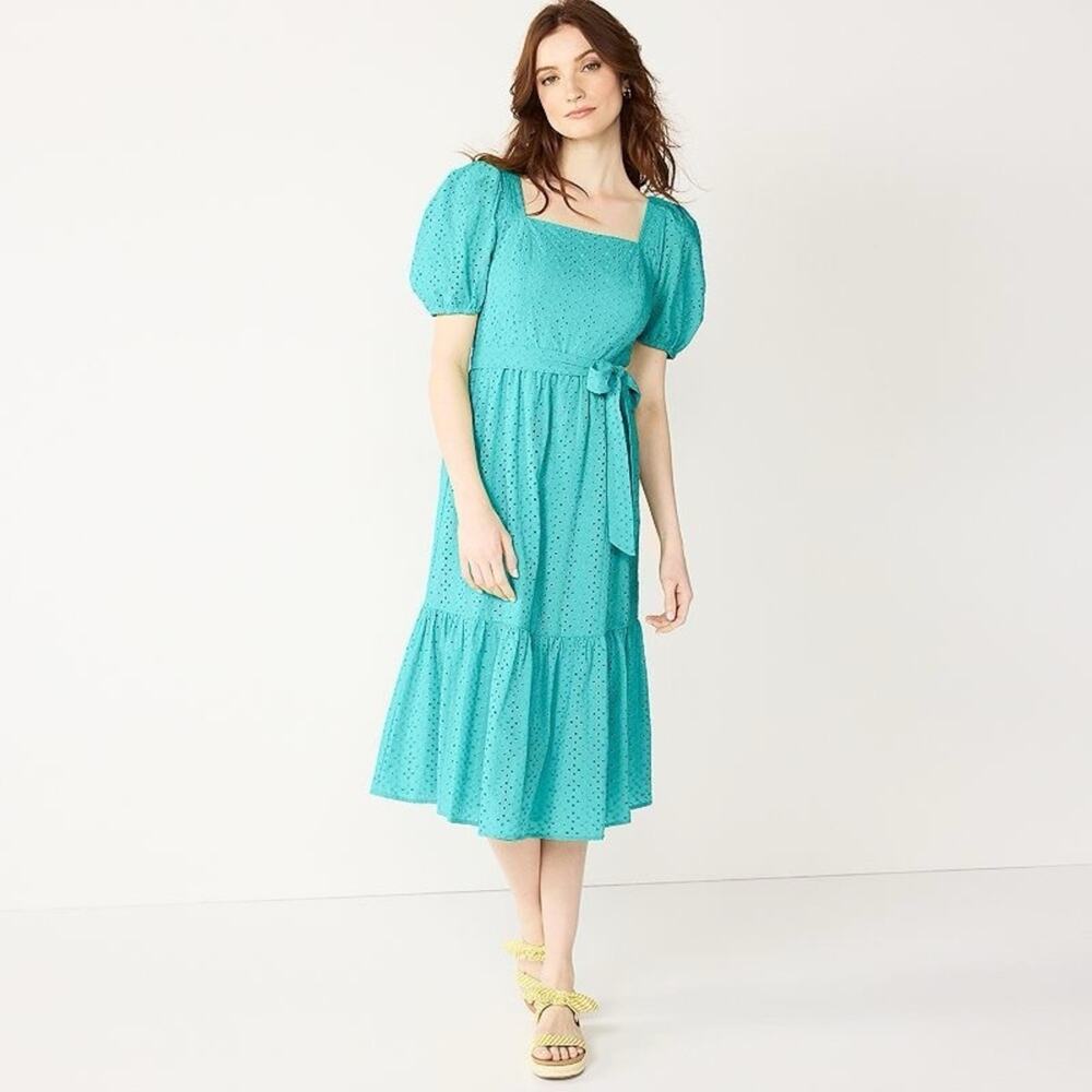Women's DRAPER JAMES RSVP™ Eyelet Squareneck Midi Dress